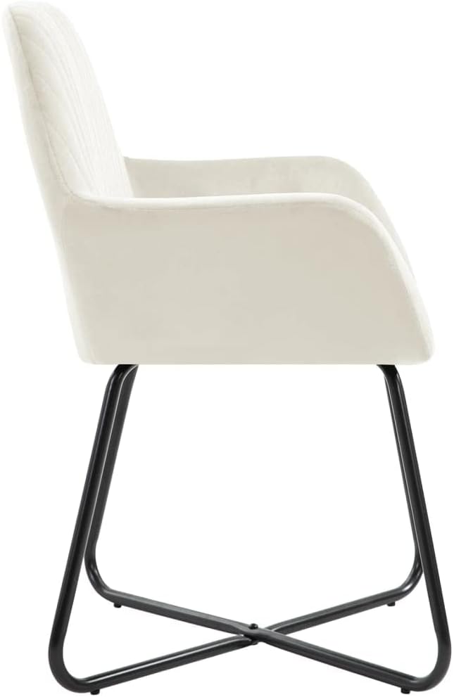Cream Velvet Dining Chairs Set of 2 Modern Accent Seats 24x24x33.1 in, Powder-Coated Steel Frame, Ergonomic Cushions for Dining Room Kitchen Living Room Bedroom