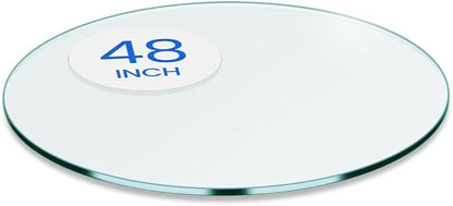 Dulles Glass 48 inch Round Glass Table Top - Tempered - 1/2" Thick Glass Surface, Safe Flat Polished, Multipurpose for Dining Table, Patio, Coffee and End Table