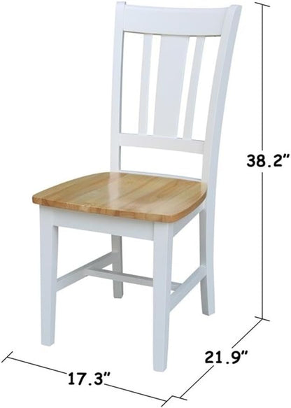 International Concepts San Remo SplatBack Dining Chairs Set of 2 White/Natural Parawood Construction - Solid Wood|17.3" W x 21.9" D x 38.2" H | 225 lb Weight Capacity - Chairs, White/Natural