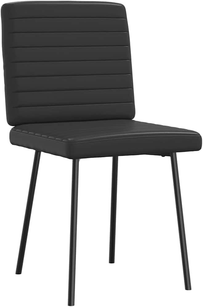 2-Pack Black Faux Leather Dining Chairs Modern Farmhouse Design with Metal Frame, Sturdy Kitchen Chairs for Dining Room Living Room Comedor