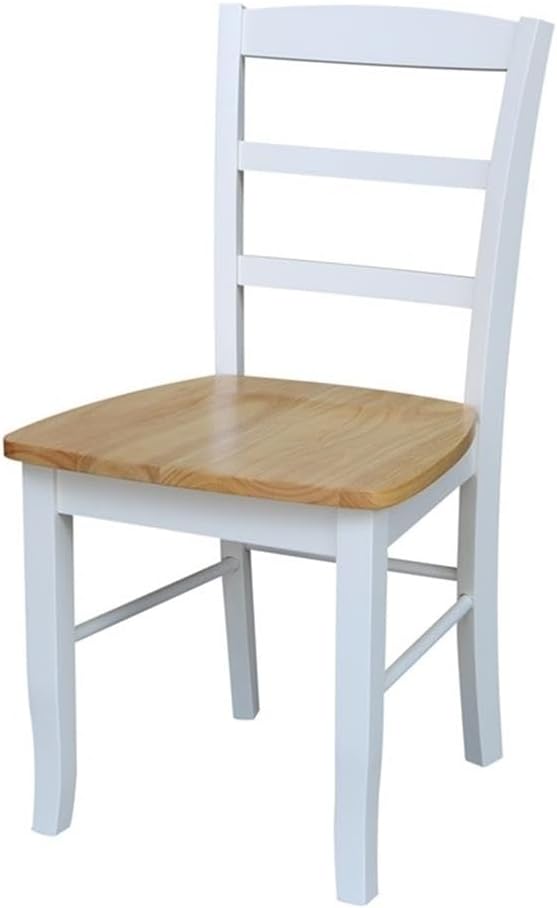 Madrid Ladderback, Set of 2 Dining Chairs , Solid Wood Kitchen/Dining Chairs, Parawood Construction, 18.1"W x 19.3"D x 35.2"H, 225 lb Weight Capacity, Elegant, Durable, White/Natural