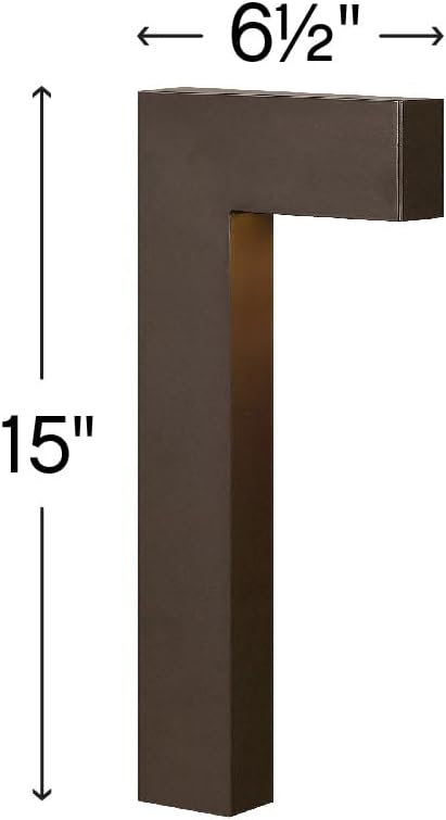 Hinkley Atlantis 15014BZ-LL Small LED Low Voltage Landscape Pathway Light, 12v, Dimmable, Aluminum, Safe for Wet Conditions, Etched Glass Lens, Wiring Kit and Ground Spike Included, Bronze Finish