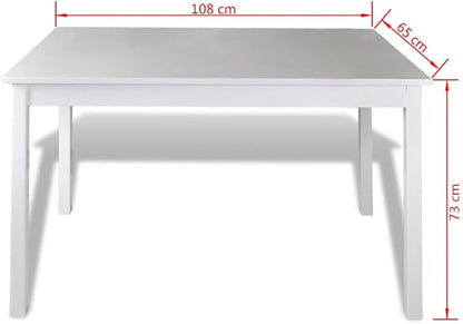 5-Piece Dining Table Set White Pine Wood Kitchen Furniture for Small Spaces, Compact Bistro-Style Indoor Set with 42.5" Lacquered Table and 4 Chairs