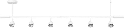 Globe Electric 64000054 6-Light Adjustable Height Track Lighting, Matte White, Pivoting Shades, GU10 Base, Minimalist Ceiling Light for Kitchen or Dining Room, Dimmer Switch Compatible