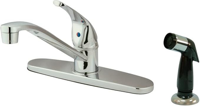 Kingston Brass KB5720 Chatham Single Lever Handle Kitchen Faucet with Side Sprayer, 8-Inch, Polished Chrome