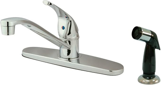 Kingston Brass KB5720 Chatham Single Lever Handle Kitchen Faucet with Side Sprayer, 8-Inch, Polished Chrome
