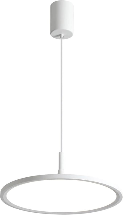 JAYMP Dining Room Modern Pendant Lighting Dimmable LED Disk Light Adjustable Height Kitchen Island Hanging Light Fixture (White, Dia 19.7 inch)