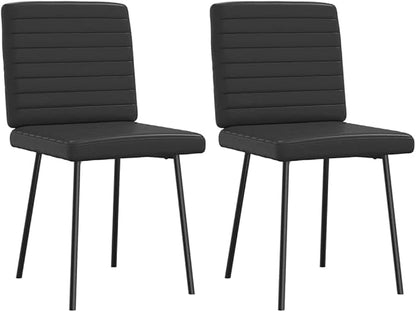 2-Pack Black Faux Leather Dining Chairs Modern Farmhouse Design with Metal Frame, Sturdy Kitchen Chairs for Dining Room Living Room Comedor