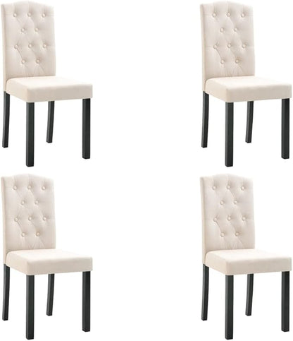 4-Piece Cream Fabric Dining Chairs Set with Rubber Wood Frame, Soft Upholstered Seats and Sturdy Farmhouse Design for Kitchen Dining Room