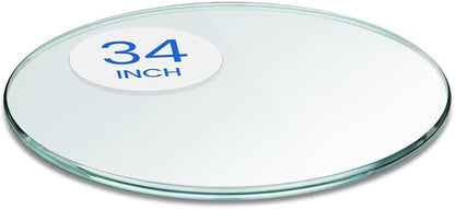 Dulles Glass 34 inch Round Glass Table Top - Tempered - 3/8" Thick Glass Surface, Safe Pencil Edge, Multipurpose for Dining Table, Patio, Coffee and End Table