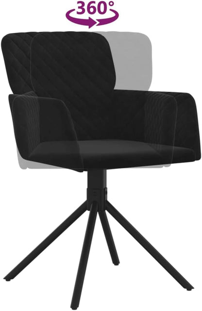Swivel Dining Chairs Set of 2, Black Velvet Upholstered Modern Accent Chairs with 360 Degree Rotation for Kitchen Island, Bar, Living Room, Ergonomic Comfort and Sturdy Metal Frame