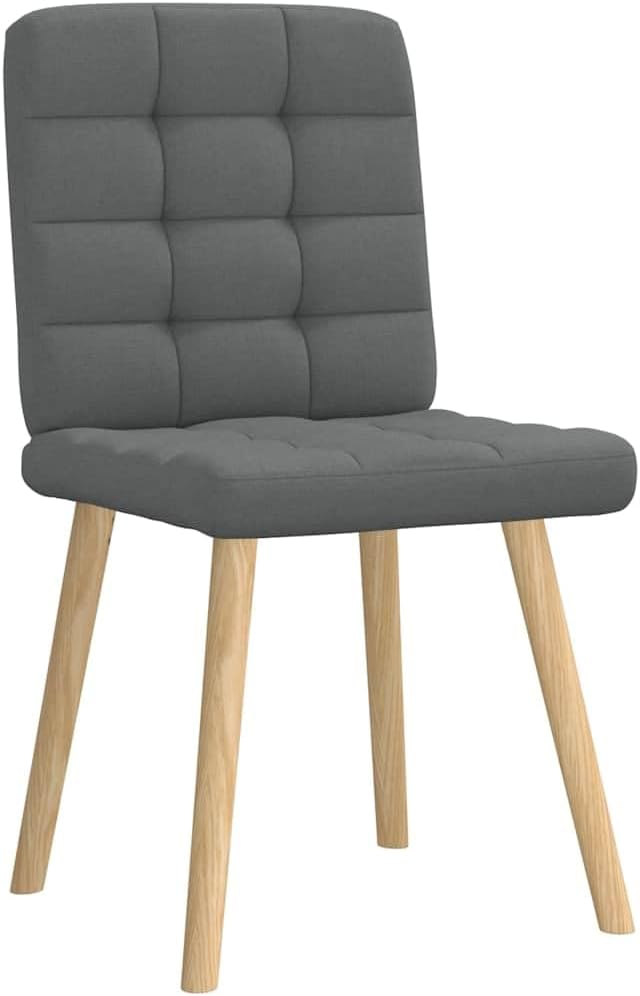 Modern Dining Chairs Set of 2, Dark Gray Polyester Upholstered, 17.7"x21.3"x33.9" Seat Height 18.7", Sturdy Metal & Rubberwood Frame, Foam Seat for Kitchen Dining Room Living Room