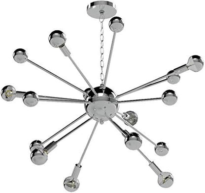 JONATHAN Y 22.5" Chrome 8-Light Metal Sputnik Chandelier, Adjustable Height Hanging Fixture for Living Room Dining Room Bedroom, Modern Transitional, LED Bulbs Included JYL9017A