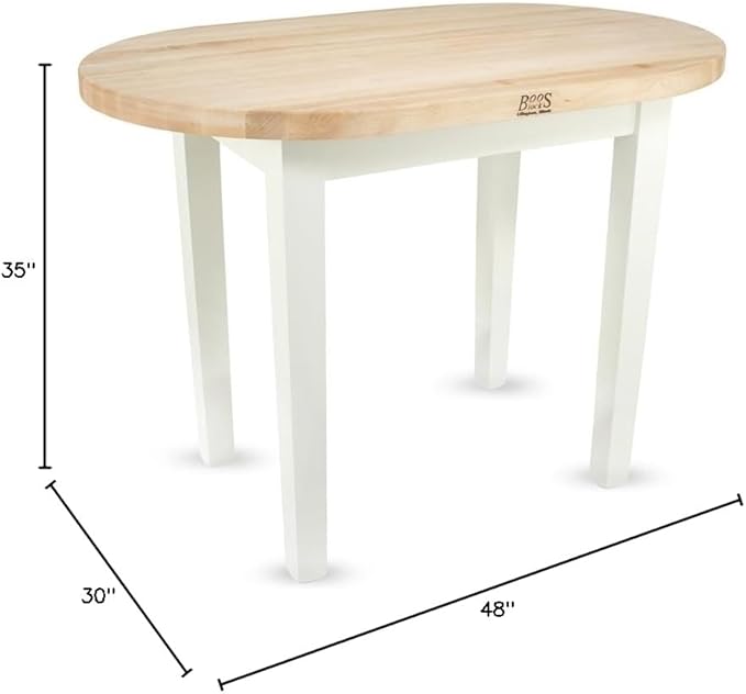 John Boos Eliptical C-Table Kitchen Island Base Finish: Alabaster, Shelves: 2 Included
