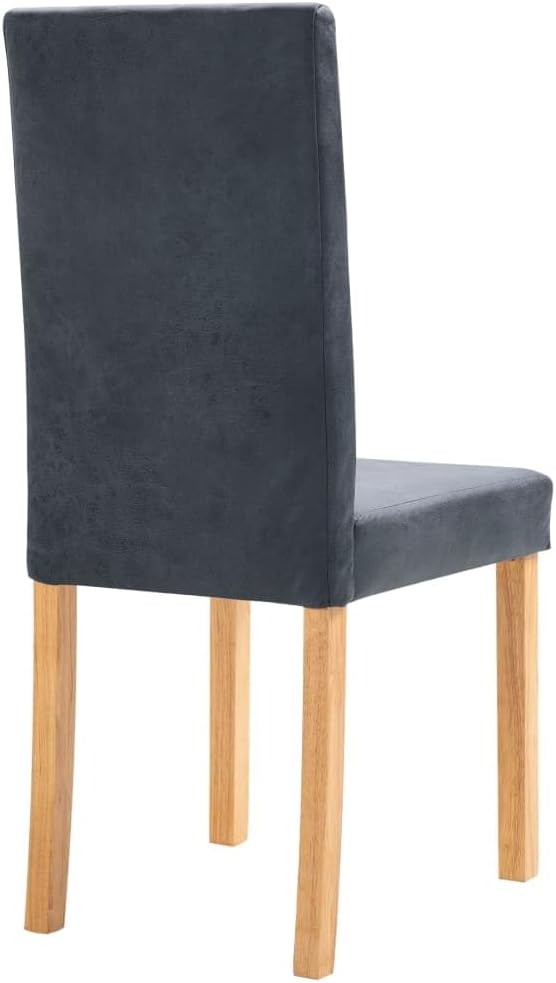 4-Piece Gray Faux Suede Dining Chairs with Wooden Legs Modern Kitchen and Dining Room Furniture Set for Farmhouse Home Decor