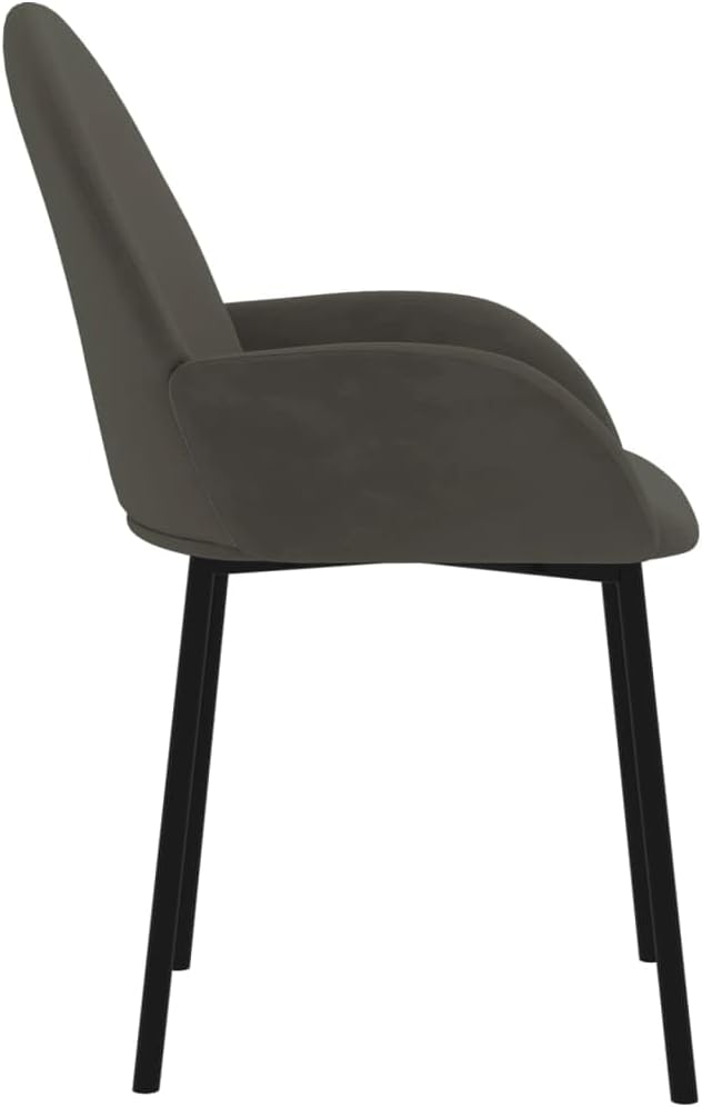 Set of 2 Dark Grey Modern Dining Chairs with Velvet Upholstery Ergonomic Design for Comfortable Seating in Dining Room Kitchen