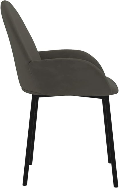 Set of 2 Dark Grey Modern Dining Chairs with Velvet Upholstery Ergonomic Design for Comfortable Seating in Dining Room Kitchen