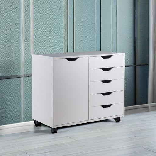 Winsome Halifax Mobile Storage Cabinet with Doors & Drawers, Stylish & Functional Home Storage Cabinet for Filing, Kitchen Organization, Moveable Furniture for Office, Dorms, Apartments