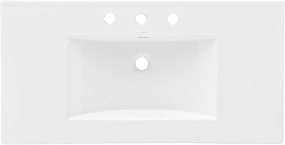36" Ceramic Vanity Top with Three Faucet Holes