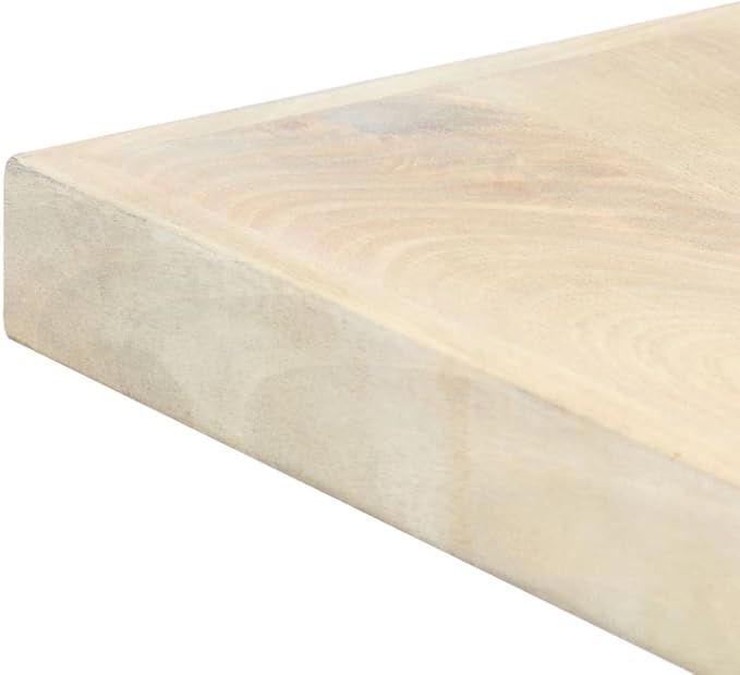 Rectangular Dining Table, White Solid Mango Wood Top, Powder-Coated Steel Legs, Modern Kitchen & Dining Room Spaces, Seats Six People