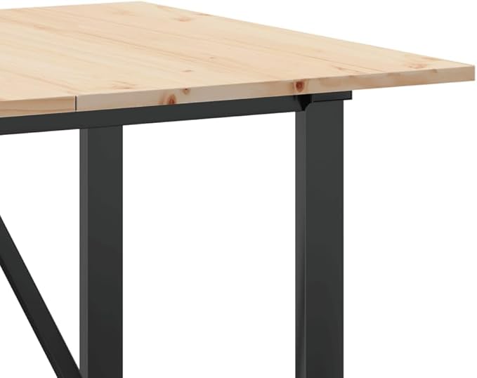 Rustic 6-Seater Dining Table Large 55.1"x31.5" Solid Pine Wood Rectangle Kitchen Table with Sturdy Steel Legs for Dining Room, Kitchen, Breakfast Nook