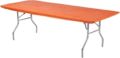 Kwik-Covers 6' Rectangle Plastic Table Covers 30" x 72", Bundle of 5 (Orange)