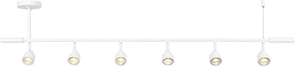Globe Electric 64000054 6-Light Adjustable Height Track Lighting, Matte White, Pivoting Shades, GU10 Base, Minimalist Ceiling Light for Kitchen or Dining Room, Dimmer Switch Compatible