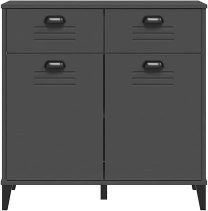 Industrial Sideboard Cabinet 31.5 x 31.5 x 31.5 in Matte Anthracite Engineered Wood Buffet with 2 Drawers for Living Room, Dining Area & Kitchen