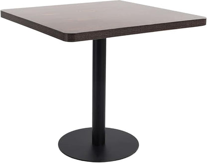 Bistro Dining Table, Dark Brown MDF Top, Black Steel Legs, Square Kitchen Unit, Cafe Bar Dinner Spot for Small Spaces, Modern Wood Design, Space-Saving Indoor Furniture