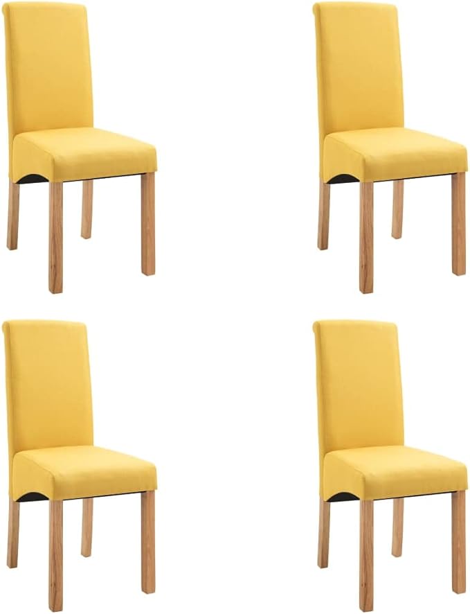 Dining Chairs Set of 4 Yellow Fabric Modern Farmhouse Style with Wood Frame for Dining Room Kitchen and Living Room