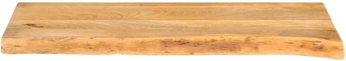 Solid Mango Wood Live Edge Table Top for Dining Room or Kitchen Countertop, Rustic Natural Wood Table Top Supporting 165.3 lbs, Rectangular Solid Mango Countertop 27.6 x 8.0 x 1.5
