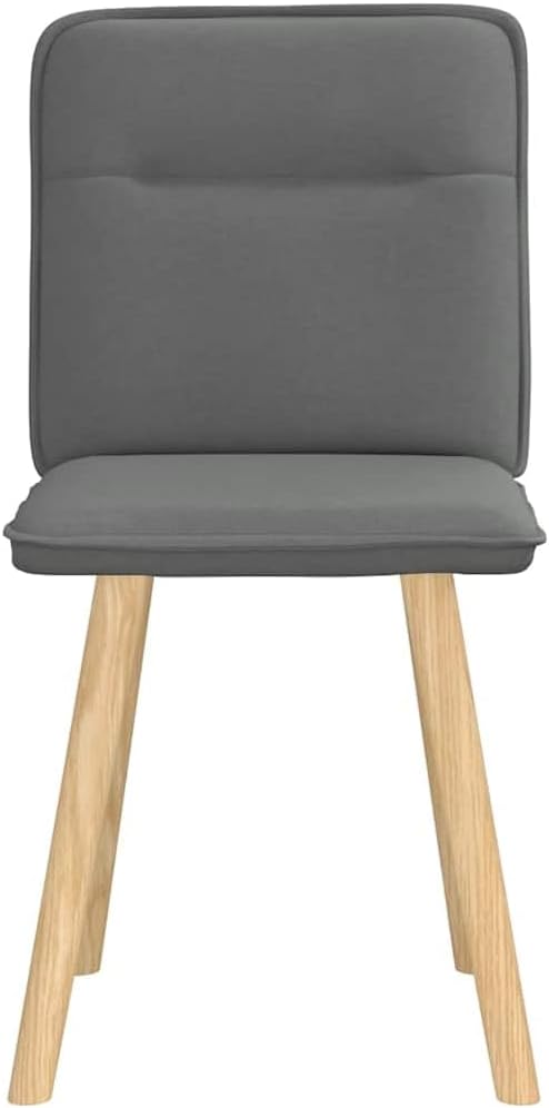 Modern Dining Chairs Set of 2 Dark Grey Upholstered Fabric Polyester with Tufted Cushion and Tapered Legs for Dining Room Kitchen Living Room