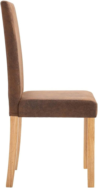 Dining Chairs Set of 2 Brown Faux Suede Upholstered Modern Kitchen Chairs with Solid Wood Legs for Dining Room and Living Room