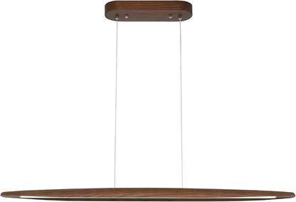 YISDESIGN 39" Wood Linear Pendant Light LED Dimmable Hanging Light Dinning Room Light Fixture Island Lights 24w for Dining Room Kitchen Island Bar Walnut Color