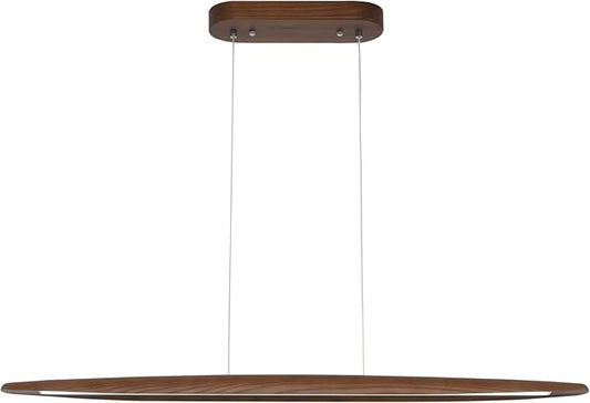 YISDESIGN 39" Wood Linear Pendant Light LED Dimmable Hanging Light Dinning Room Light Fixture Island Lights 24w for Dining Room Kitchen Island Bar Walnut Color