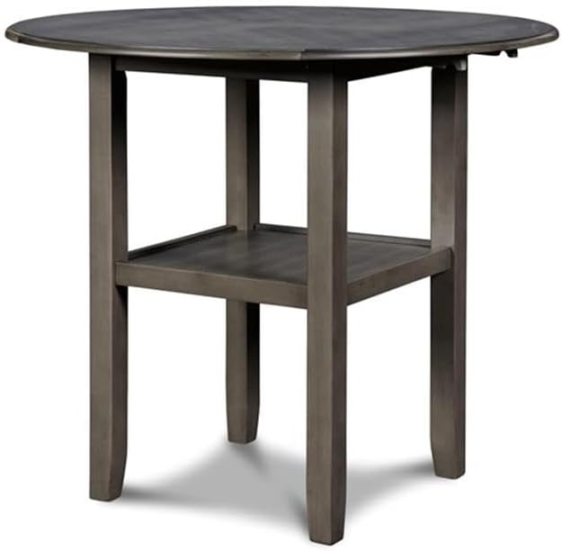 New Classic Furniture Gia 3-Piece Drop Leaf Counter Table Set with 2 Chairs, 42-Inch, Gray
