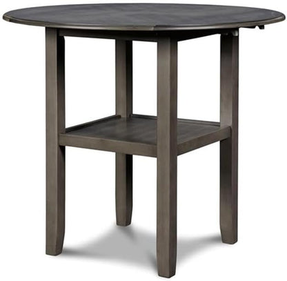 New Classic Furniture Gia 3-Piece Drop Leaf Counter Table Set with 2 Chairs, 42-Inch, Gray