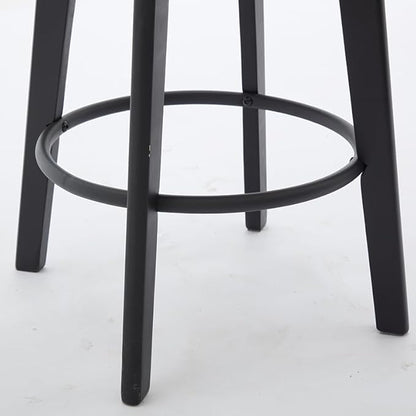 Modern Swivel Bar Stools Velvet Button Tufted Bar Stools Rivet Trim Bar Stools for Kitchen Island,Bistro, with Metal Pull Ring Sturdy Footrest Large Backrest for Home Bar