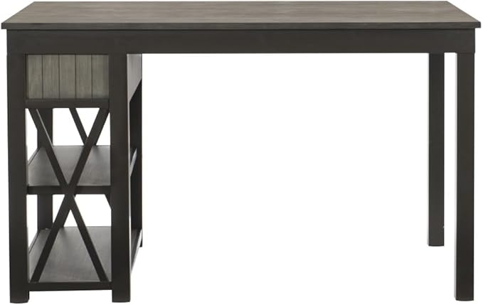 Counter Height Dining Table with Storage Drawers and Open Shelf for Kitchen Island Use