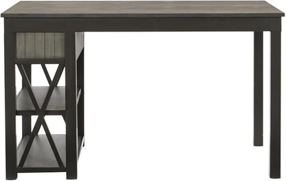 Counter Height Dining Table with Storage Drawers and Open Shelf for Kitchen Island Use