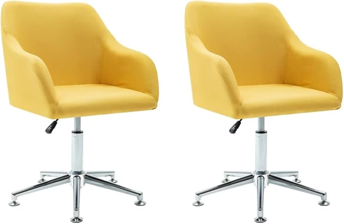 Yellow Fabric Swivel Dining Chair Set of 2 Modern Accent Furniture Ergonomic Height Adjustable for Kitchen Dining Room Living Room Office Bedroom