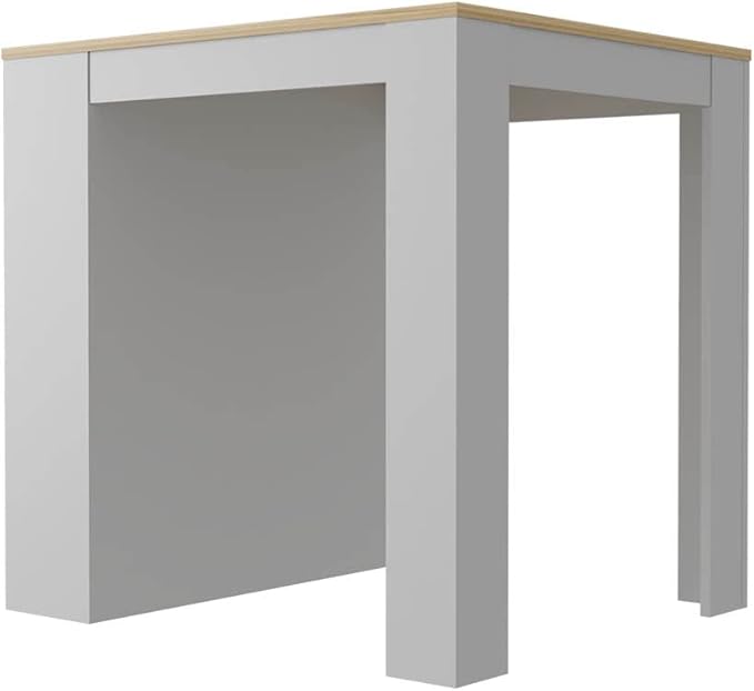 GOWE 2 Piece Kitchen Set, Kitchen Island Table + Pantry Cabinet, White/Light Oak