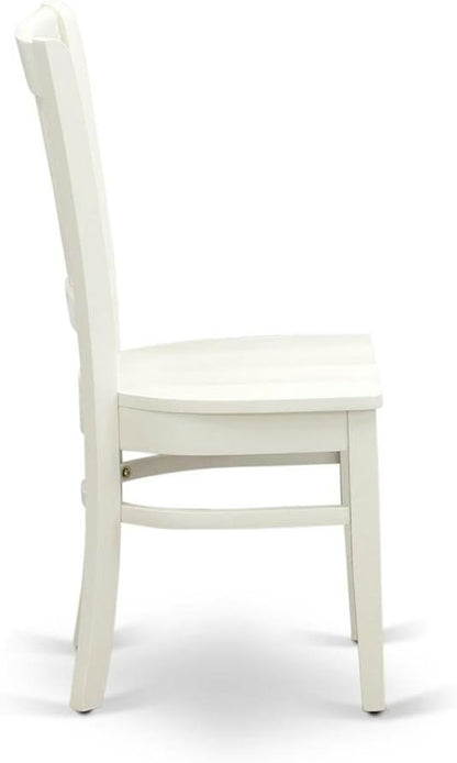 East West Furniture VAC-LWH-W Vancouver Dining Chairs - Slat Back Wood Seat Kitchen Chairs, Set of 2, Linen White