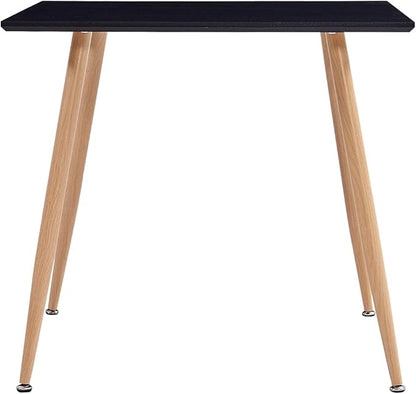 Square Dining Table Black Oak MDF 31.7 x 31.7 x 28.7 Inch Modern Kitchen Table with Sturdy Steel Frame for Small Spaces and Family Gatherings