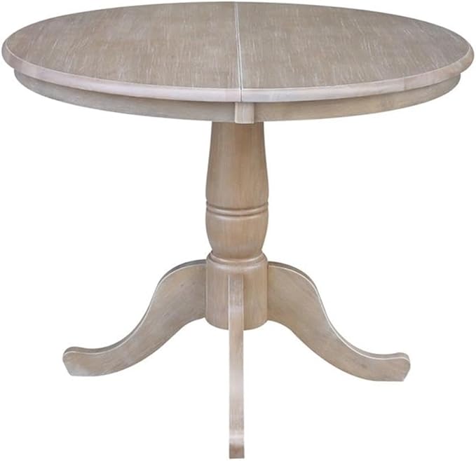 IC INTERNATIONAL CONCEPTS 36" Round Top Pedestal Table with 12" Leaf - 29.3" H - Dining Height