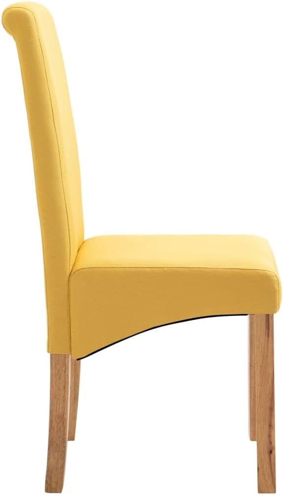 Modern Dining Chairs Set of 4 Yellow Fabric Upholstered Wooden Frame Accent Chairs for Kitchen Living Room Farmhouse Furniture