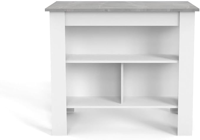 Modern Dining TableExpandable with Shelves Kitchen Island Counter Console Adjustable Sturdy Stable Easy Clean Luxury Living Decor,White