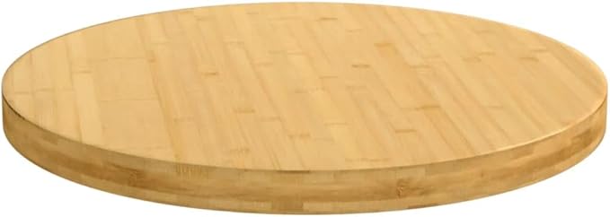 Bamboo Table Top Round 23.6 in Diameter Thick 1.6 in Varnished Wood Slab for Dining Room Kitchen Office Desk, Sturdy Butcher Block Style, Small Workbench Upgrade