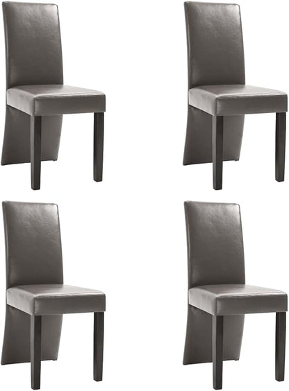 Dining Chairs 4 pcs Modern Farmhouse Design Gray Faux Leather Upholstery High Back Ergonomic Comfort Wooden Legs for Kitchen Dining Room Living Room