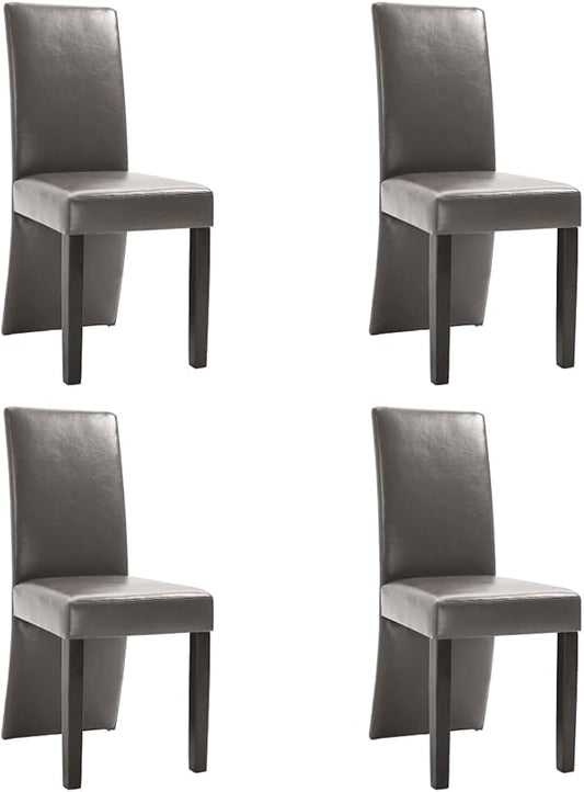 Dining Chairs 4 pcs Modern Farmhouse Design Gray Faux Leather Upholstery High Back Ergonomic Comfort Wooden Legs for Kitchen Dining Room Living Room